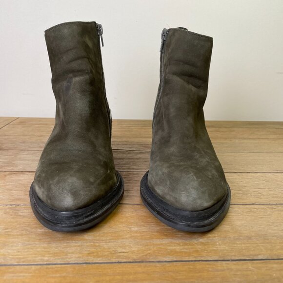 Jeffrey Campbell Ankle Boots Lowell Olive Green Sheepskin Suede Block Size 9 - Picture 5 of 12